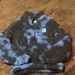 Ivory Ella Blue and Brown Fleece Pullover